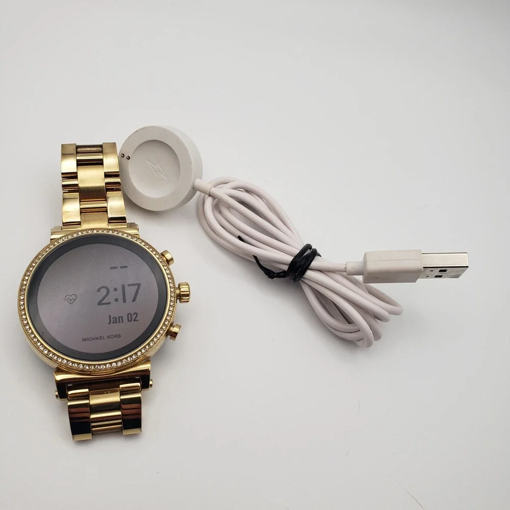 Michael Kors Smartwatch Women Gold Sofie 0894 MKT5062 Crystal Pave Digital Watch